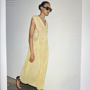 Zara ZW Collection Embroidered Pleated Dress